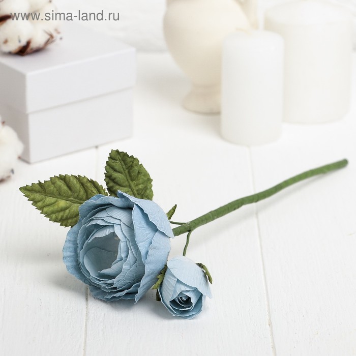 Искусственный цветок "Королевская роза" голубая 25 см - Фото 1