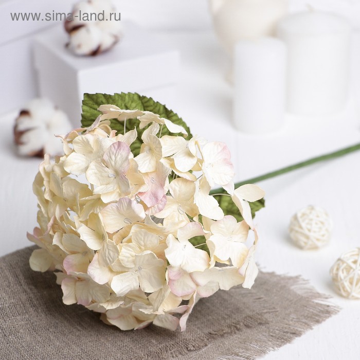 Искусственный цветок "Гортензия" кремовая 45 см - Фото 1