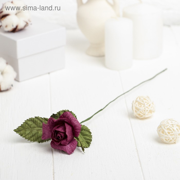 Искусственный цветок "Мини роза" бордовая 32 см - Фото 1