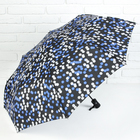Зонт полуавтоматический «Конфетти», прорезиненная ручка, 3 сложения, 8 спиц, R = 49 см, цвет чёрный/синий - Фото 1