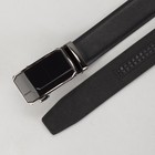 Ремень мужской, винт, пряжка автомат металл, ширина - 3,5 см, цвет чёрный гладкий - Фото 3