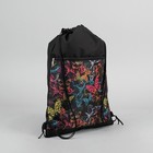 Сумка-мешок для обуви "Бабочка", наружный карман на молнии, принт чёрный/цветной - Фото 1
