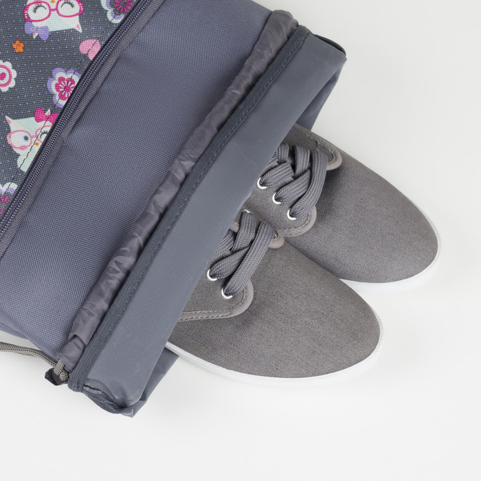 Мешок для обуви на шнурке, наружный карман на молнии, цвет серый - фото 1906935515