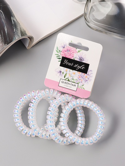 Резинки для волос «Пружинка», набор 4 шт., белый перелив, d=5.5 см