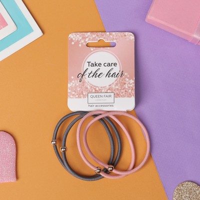 Резинки для волос «Стиль», набор 4 шт., серые, розовые