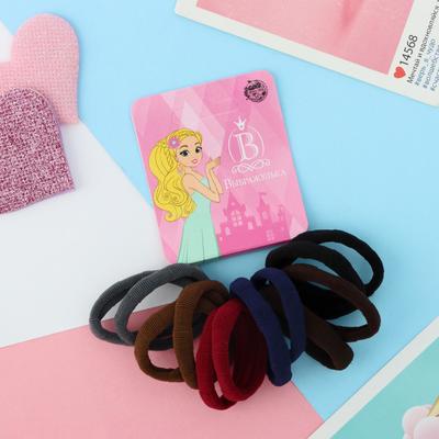 Резинки для волос Выбражулька «Махрушка», набор 12 шт., тёмные тона, 3.5 см