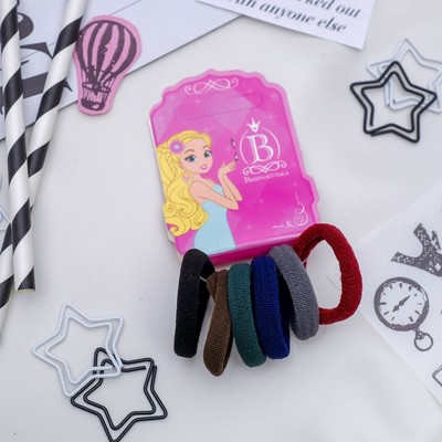 Резинки для волос «Махрушка», набор 6 шт., тёмные тона, 3 см