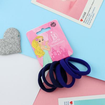 Резинки для волос «Спорт», набор 6 шт., 4 см, синие