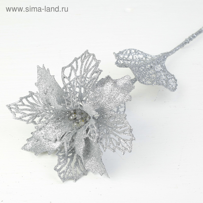 Декор "Сияние" пышный цветок, 16*64 см, серебро - Фото 1