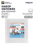 Обложки ПП 5 штук, 240×380 мм, 80 мкм, для прописей, с клеевым краем, универсальные - Фото 1