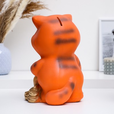 Копилка для денег «Кот с метлой», гипс, рыжий, 24×20×28 см