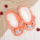 Носки-тапочки пушистые "Зайка", цвет персиковый - Фото 1