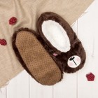 Носки-тапочки пушистые "Мишутка", цвет коричневый - Фото 3
