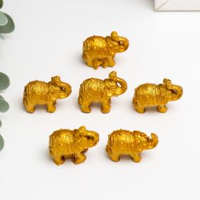 Нэцке полистоун "Золотые слоны" набор 6 шт 3х3,5х1,7 см