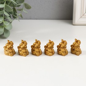 Нэцке полистоун "Слоны" золото набор 6 штук 3х2,4х1,8 см