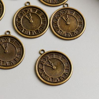 Декор для творчества металл "Часы с римскими цифрами" бронза 2,1х1,8 см