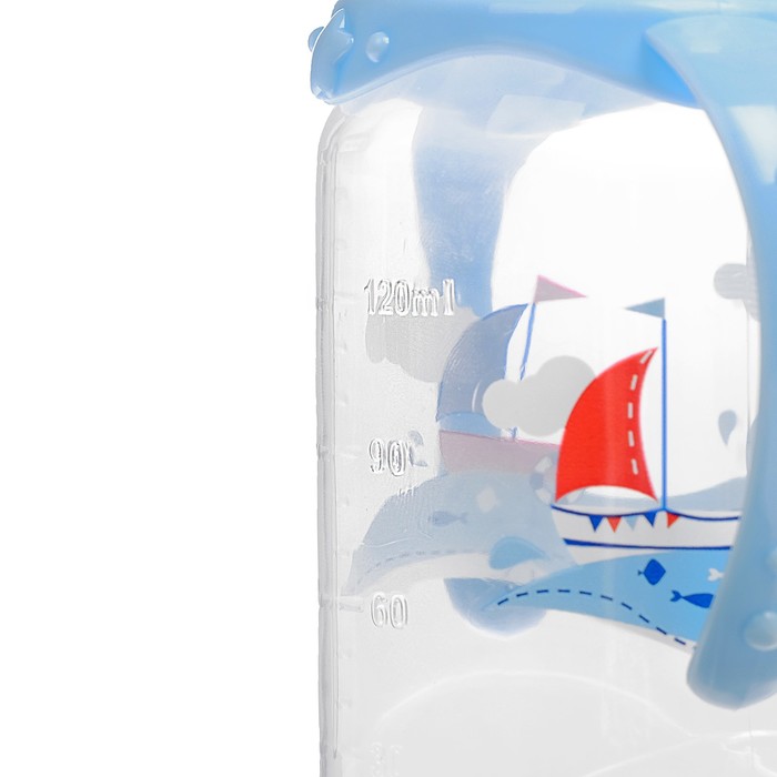 Бутылочка для кормления «Морское приключение», классическое горло, с ручками, 150 мл., от 0 мес., цвет голубой - фото 1896662682