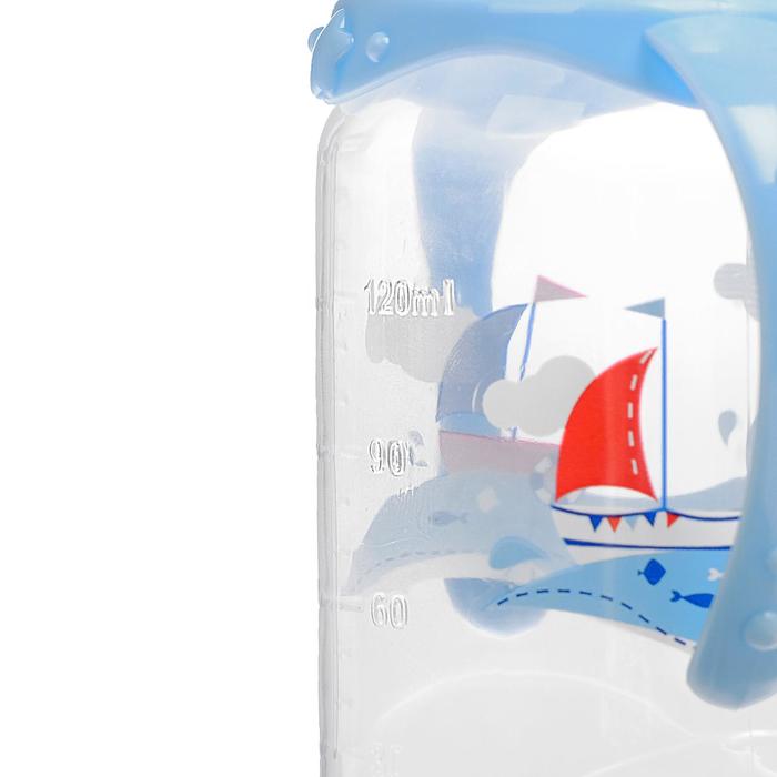 Бутылочка для кормления «Морское приключение», классическое горло, с ручками, 150 мл., от 0 мес., цвет голубой - фото 1896662683