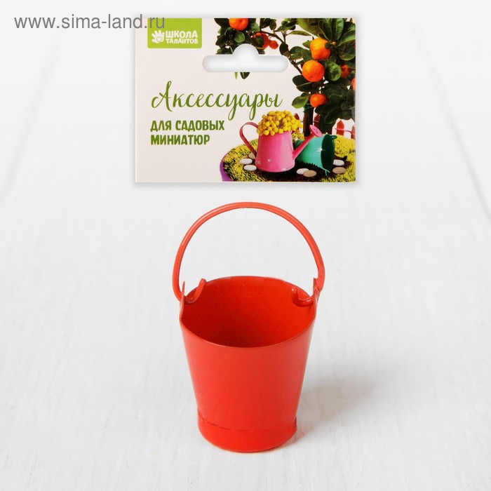 Миниатюра «Ведро малое», размер: 2,5×2,5×2,5 см, цвет красный - Фото 1