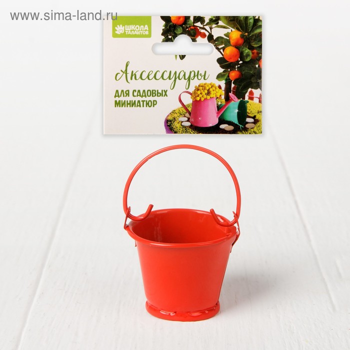 Миниатюра «Ведро малое», размер: 4×4×3,5 см, цвет красный - Фото 1