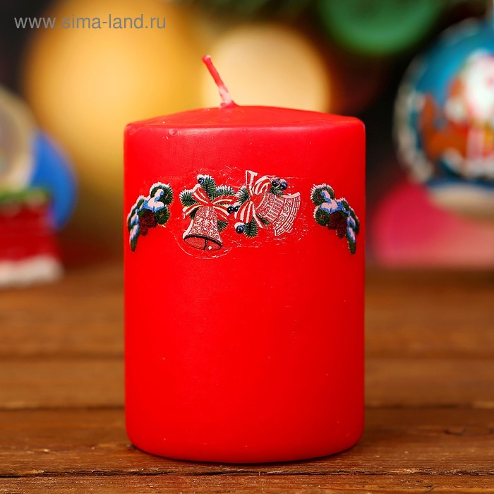 Свеча цилиндр "Шишечка", красная, 5×7см - Фото 1
