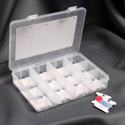 Органайзер для ниток мулине с бобинами и съёмными ячейками, 19,8 × 13,5 × 3,8 см, цвет прозрачный