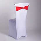 Чехол свадебный на стул, белый с красной лентой - Фото 2