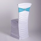 Чехол свадебный на стул, белый с голубой лентой - Фото 2