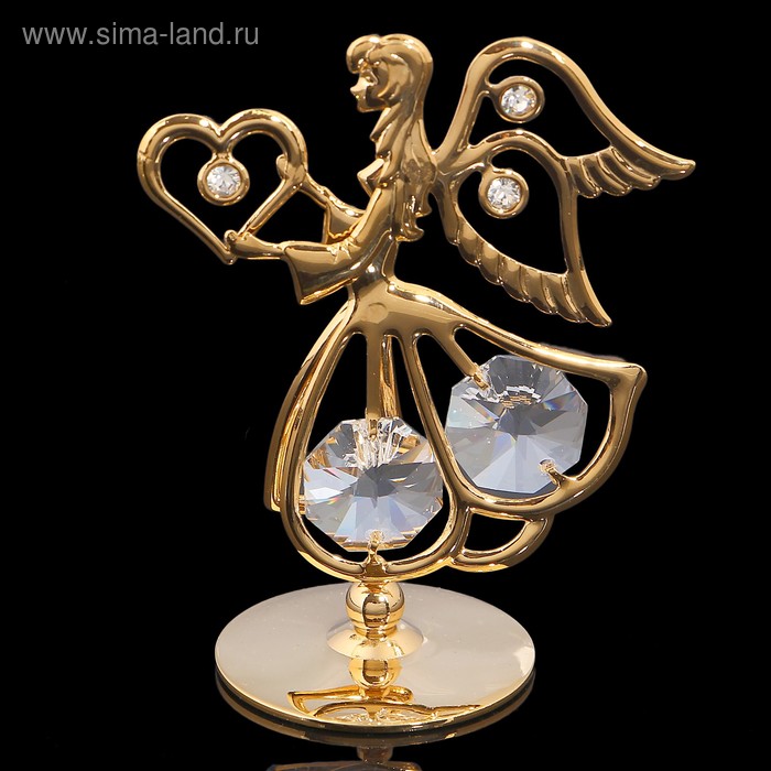 Сувенир «Ангел с сердцем», 5,5×3.2×7 см, с кристаллами - Фото 1