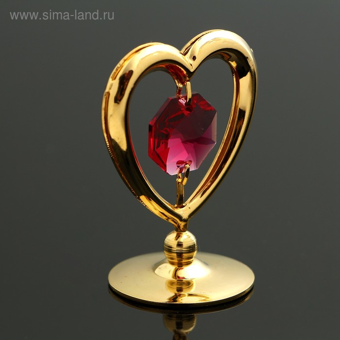 Сувенир «Сердце», 5×5×6 см, с кристаллами - Фото 1