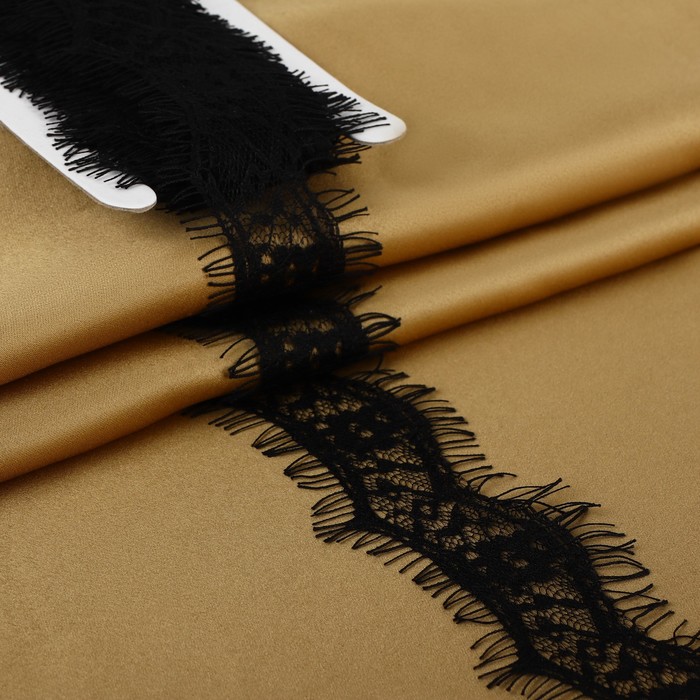 Кружево реснички, 40 мм × 9 ± 0,5 м, в бобине 3 шт по 3 м, цвет чёрный