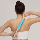 Массажёр «Скалка», универсальный, 37.5×4 см, деревянный, 11 колёс, голубой - Фото 5