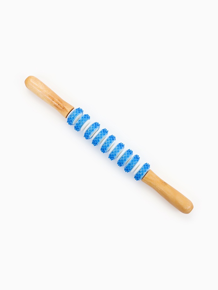 Массажёр «Скалка», универсальный, деревянный, 37.5×4 см, 9 колёс с шипами, МИКС - Фото 1