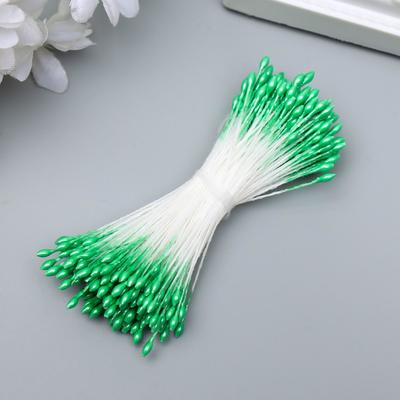 Тычинки для искусственных цветов "Капельки светло-зелёные" (набор 130 шт) длина 6 см