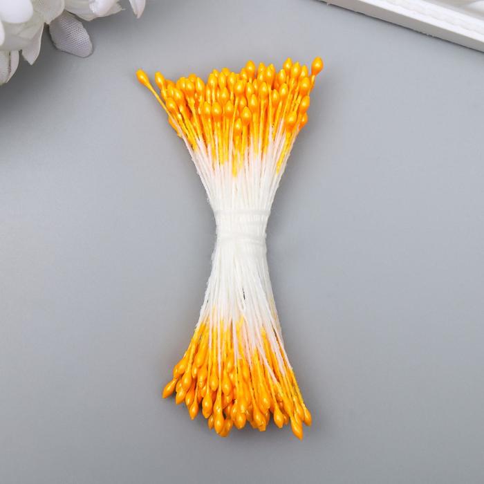 Тычинки для искусственных цветов "Капельки светло-оранжевые" (набор 130 шт) длина 6 см - Фото 1