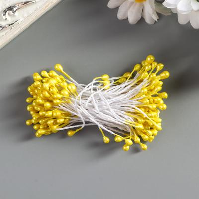 Тычинки для искусственных цветов "Капельки светло-жёлтые" (набор 130 шт) длина 6 см