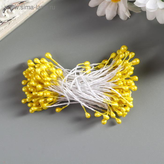 Тычинки для искусственных цветов "Капельки светло-жёлтые" (набор 130 шт) длина 6 см - Фото 1