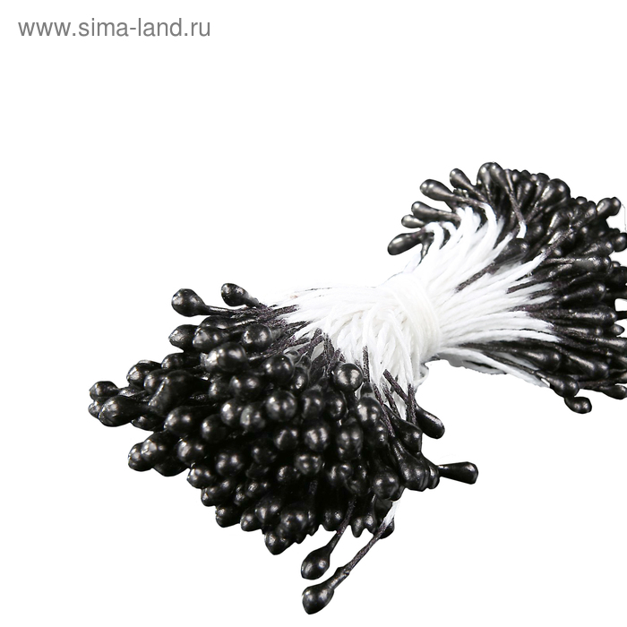 Тычинки для искусственных цветов "Капельки чёрные" (набор 130 шт) длина 6 см - Фото 1