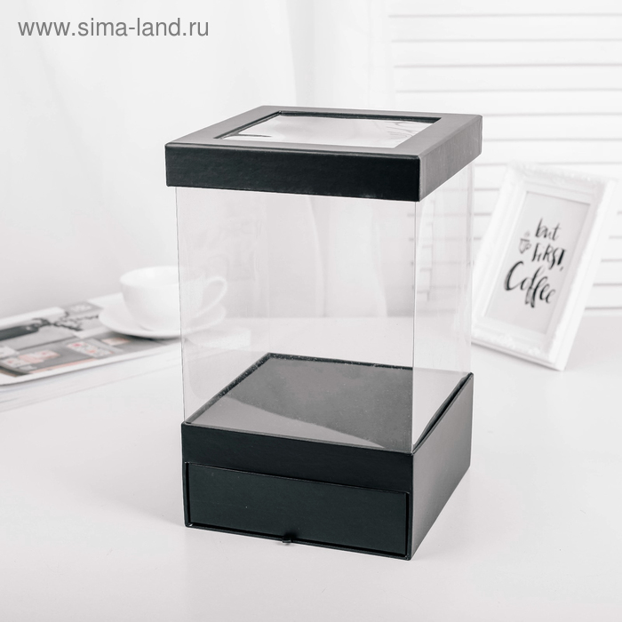 Коробка подарочная, чёрный, 18 х 18 х 8 см - Фото 1
