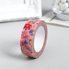 Клейкая лента декоративная бумажная "Садовые цветы" ширина 1,5 см намотка 10 метров - Фото 1