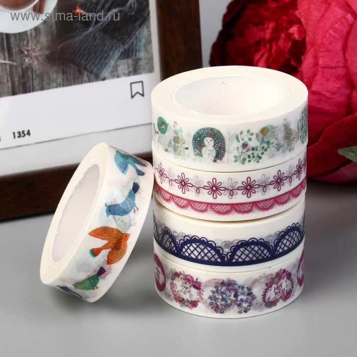 Клейкая лента декоративная бумажная "Свобода природы" ширина 1,5 см намотка 10 метров МИКС - Фото 1