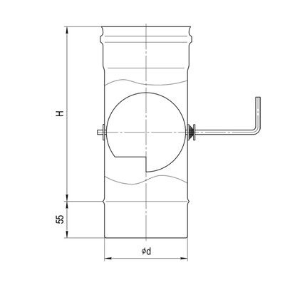Шибер – задвижка поворотная «Феррум», нержавеющая сталь 430/0.8 мм, d=115 мм