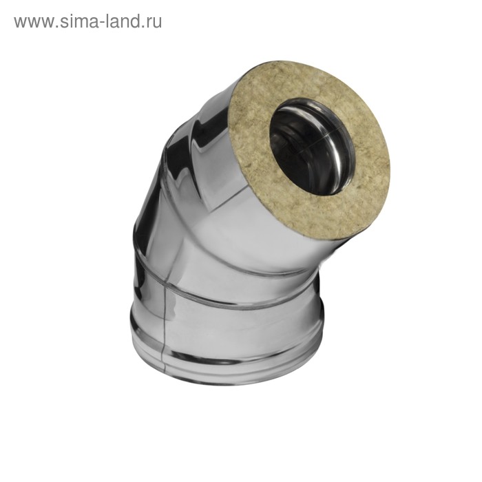 Колено утеплённое для дымохода «Феррум», угол 135°, нержавеющая сталь 430/0.8 мм, зеркальное, d=150/210 мм, по воде