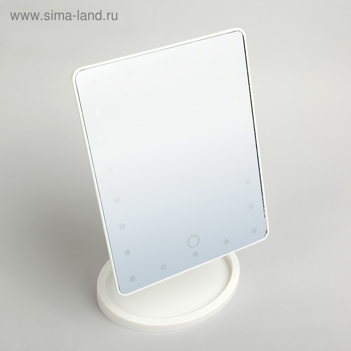 УЦЕНКА Зеркало LuazON 003, подсветка, 26,5×16×12 см, 22 диода, 4xАА, (не в комплекте), белое - Фото 1