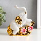 Сувенир керамика "Белый слон с цветами" 14,5х14,8х5,2 см - Фото 1