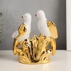 Сувенир керамика "Белые попугаи с цветами" 14,5х13,3х4,5 см - Фото 3