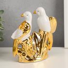 Сувенир керамика "Белые попугаи с цветами" 14,5х13,3х4,5 см - Фото 4