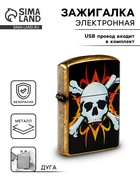 Зажигалка электронная «Череп в огне», металлическая, дуговая, от USB - Фото 1