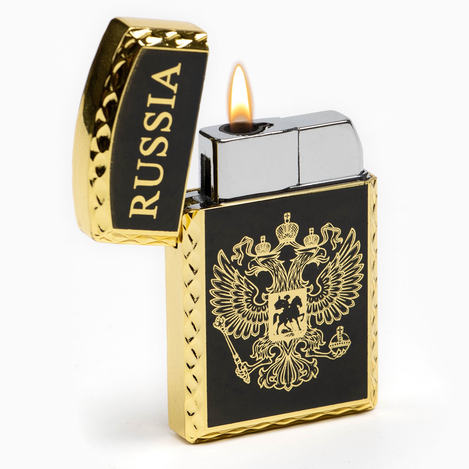 Зажигалка газовая "RUSSIA", 1 х 3.5 х 6 см, золото (3467664) - Купить ...