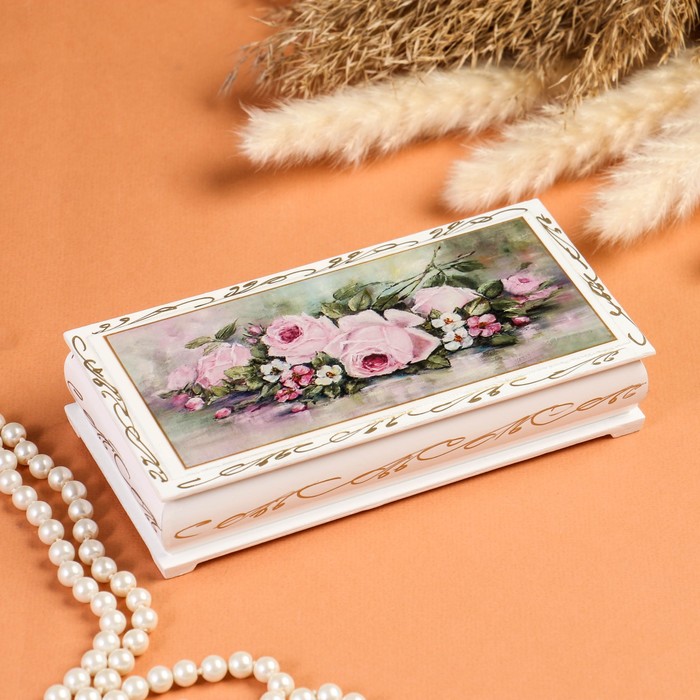 Шкатулка - купюрница «Нежность», белая, 8,5×17 см, лаковая миниатюра - фото 1908394166